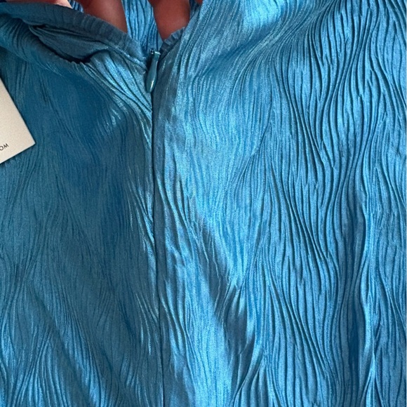 Glamorous Turquoise Textured High-Neck Mini Dress Size US 8 - Picture 9 of 16